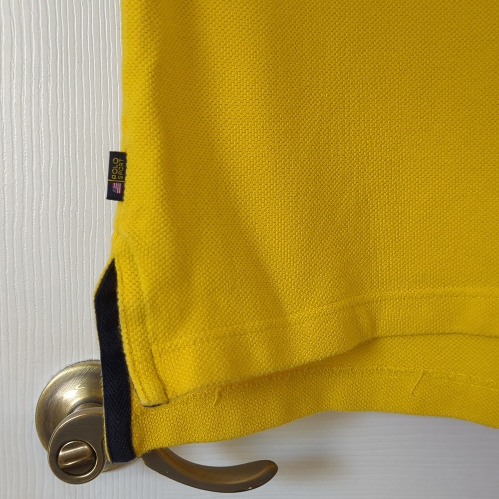 Polo Sport Ralph Lauren 90's Vintage Classic Short Sleeve Henley Shirt Yellow XL - Picture 8 of 11